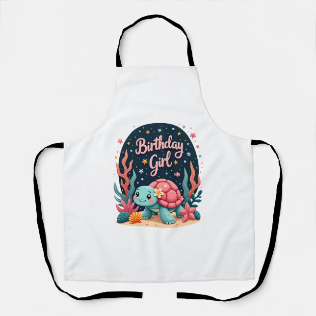 Birthday Girl Sea Turtle Theme Birthday Party Ocea Apron (Front)