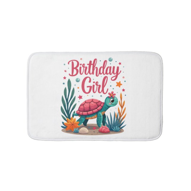 Birthday Girl Sea Turtle Theme Birthday Party Ocea Bath Mat (Front)