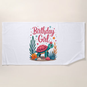 Birthday Girl Sea Turtle Theme Birthday Party Ocea Beach Towel