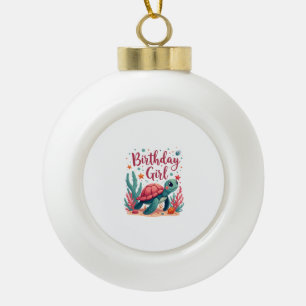 Birthday Girl Sea Turtle Theme Birthday Party Ocea Ceramic Ball Christmas Ornament
