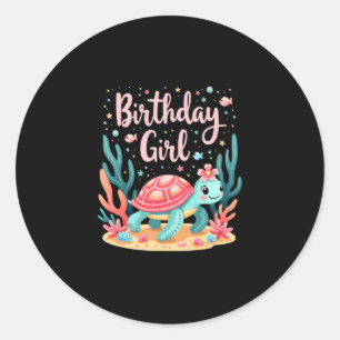 Birthday Girl Sea Turtle Theme Birthday Party Ocea Classic Round Sticker