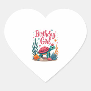 Birthday Girl Sea Turtle Theme Birthday Party Ocea Heart Sticker