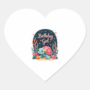 Birthday Girl Sea Turtle Theme Birthday Party Ocea Heart Sticker