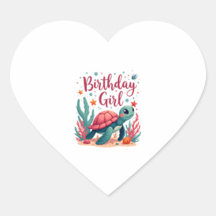 Birthday Girl Sea Turtle Theme Birthday Party Ocea Heart Sticker