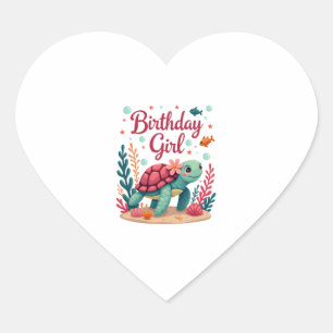 Birthday Girl Sea Turtle Theme Birthday Party Ocea Heart Sticker