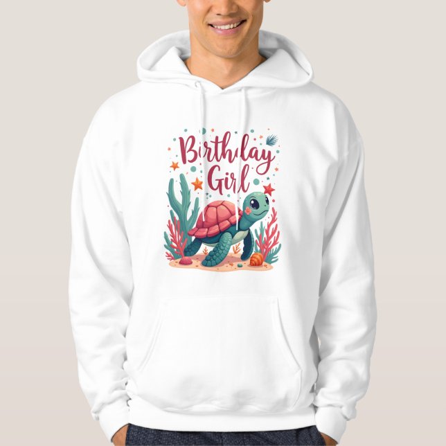 Birthday Girl Sea Turtle Theme Birthday Party Ocea Hoodie (Front)
