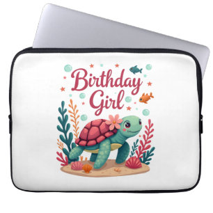 Birthday Girl Sea Turtle Theme Birthday Party Ocea Laptop Sleeve