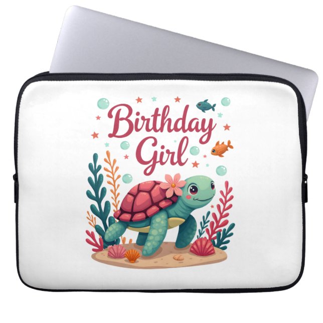 Birthday Girl Sea Turtle Theme Birthday Party Ocea Laptop Sleeve (Front)