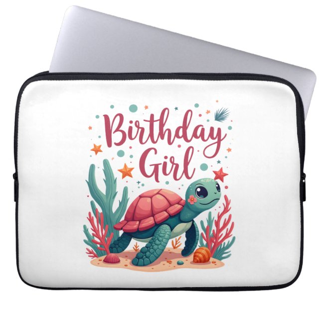 Birthday Girl Sea Turtle Theme Birthday Party Ocea Laptop Sleeve (Front)