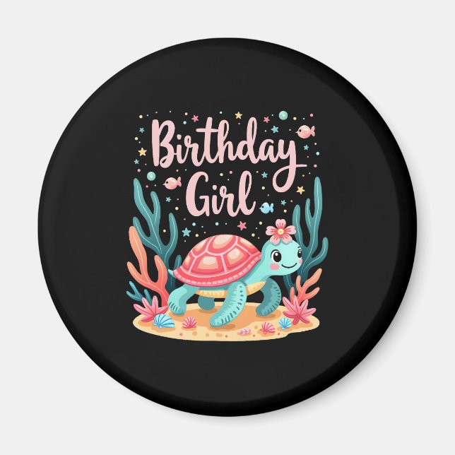 Birthday Girl Sea Turtle Theme Birthday Party Ocea Magnet (Front)