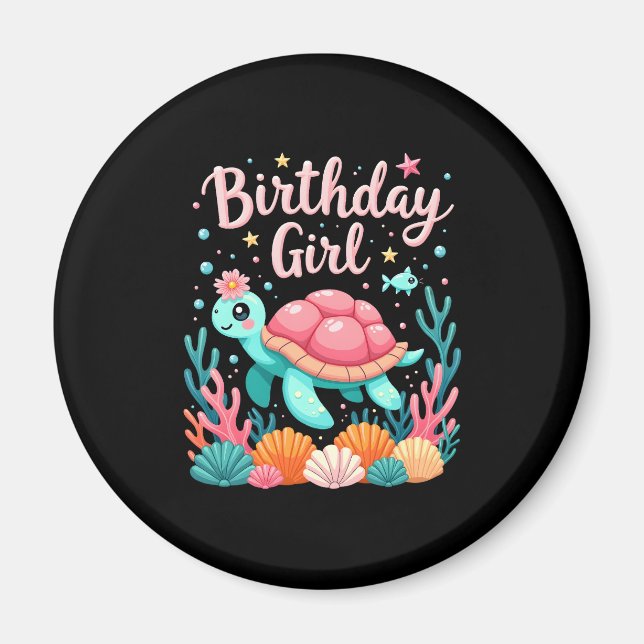 Birthday Girl Sea Turtle Theme Birthday Party Ocea Magnet (Front)