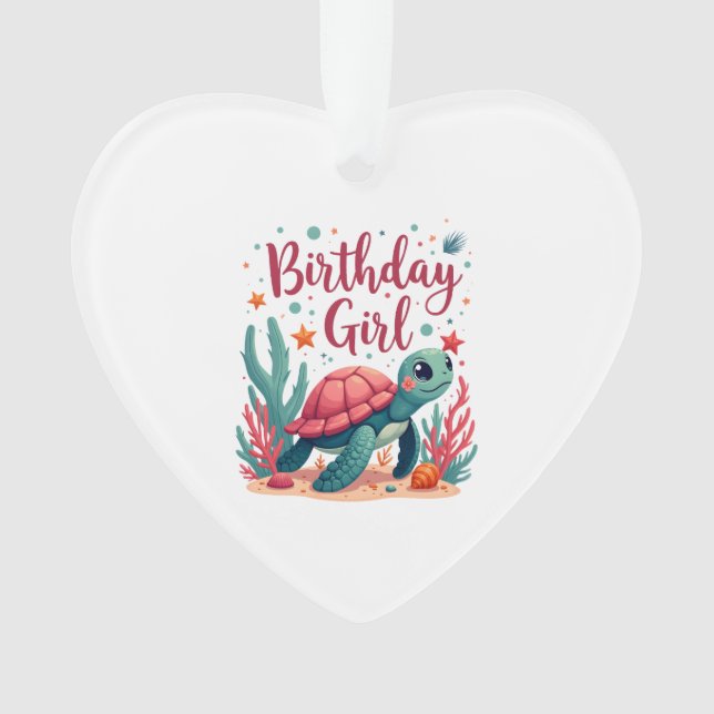 Birthday Girl Sea Turtle Theme Birthday Party Ocea Ornament (Front)