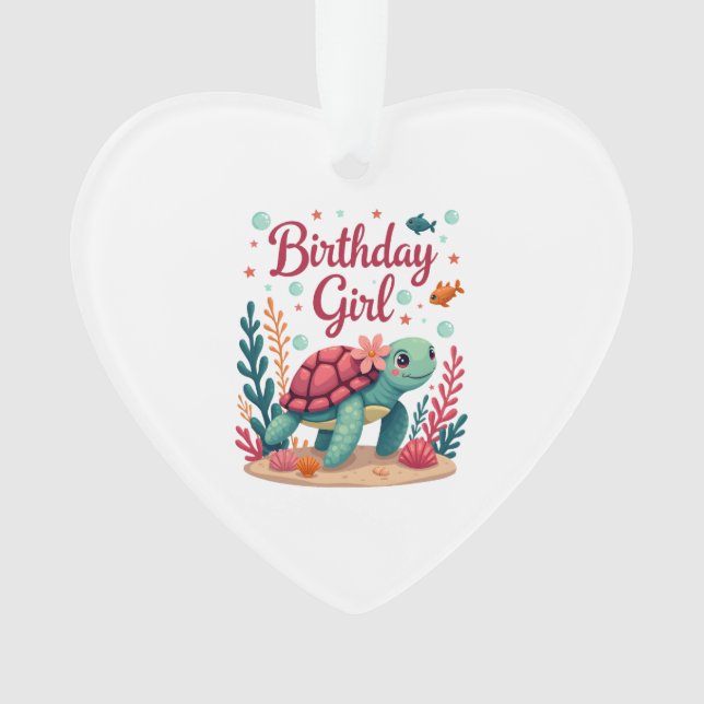 Birthday Girl Sea Turtle Theme Birthday Party Ocea Ornament (Front)