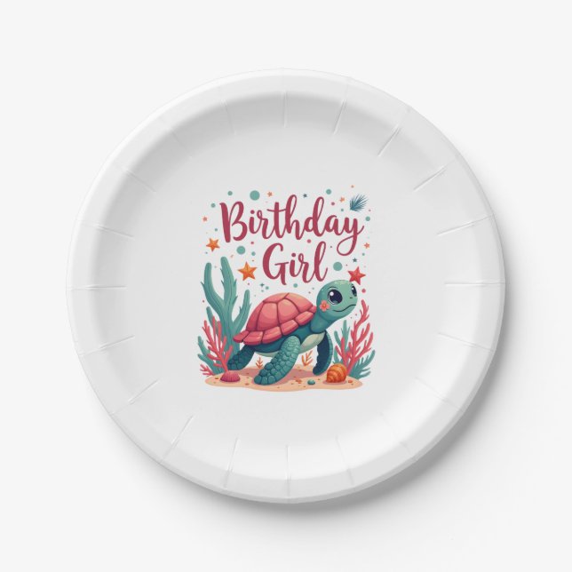 Birthday Girl Sea Turtle Theme Birthday Party Ocea Paper Plate (Front)