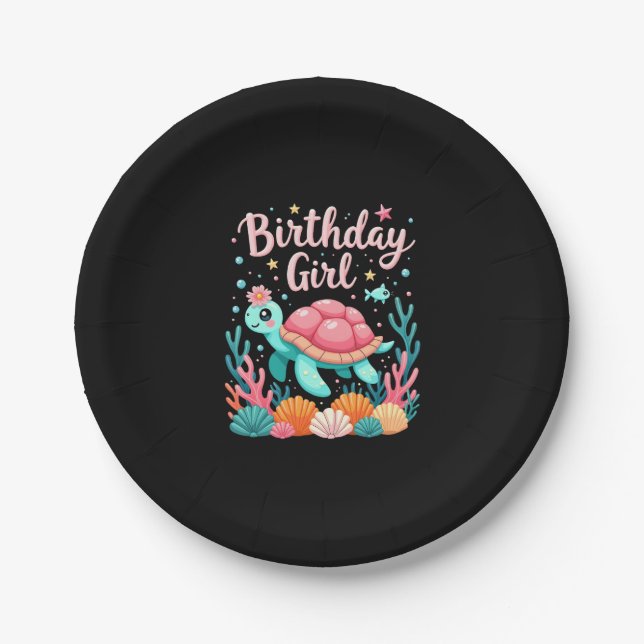 Birthday Girl Sea Turtle Theme Birthday Party Ocea Paper Plate (Front)