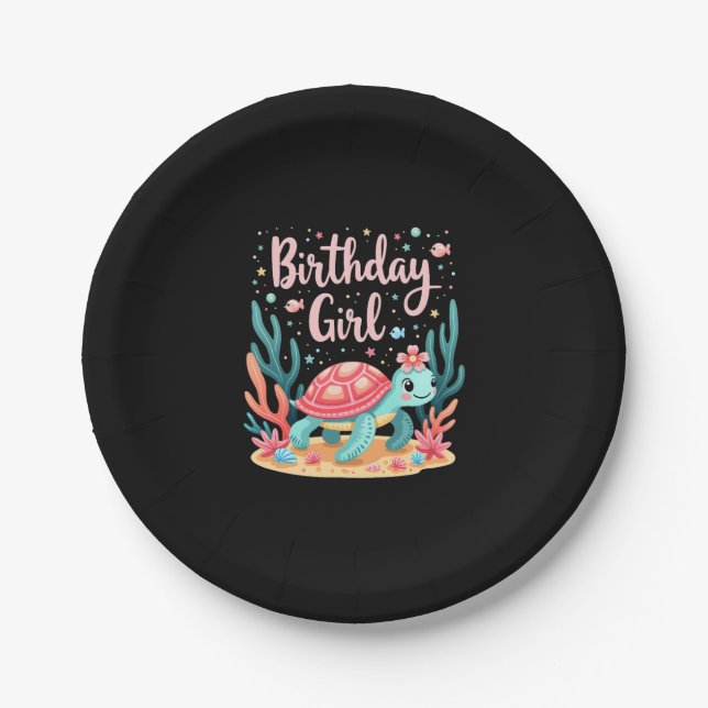 Birthday Girl Sea Turtle Theme Birthday Party Ocea Paper Plate (Front)