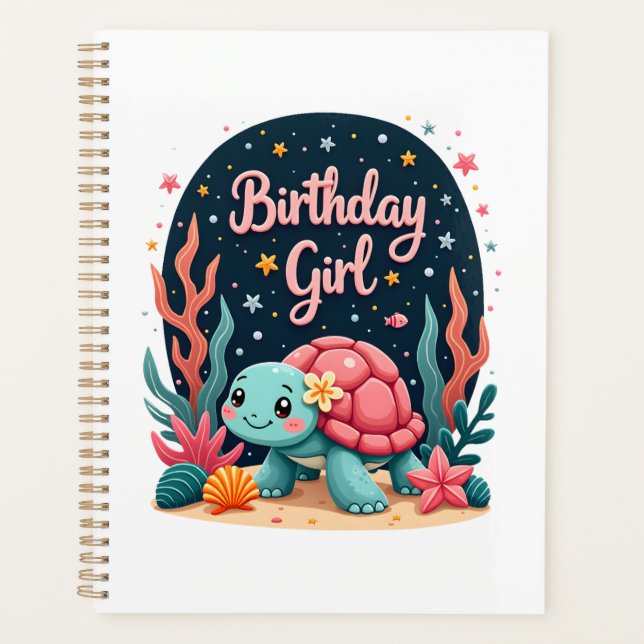 Birthday Girl Sea Turtle Theme Birthday Party Ocea Planner (Front)