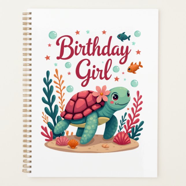Birthday Girl Sea Turtle Theme Birthday Party Ocea Planner (Front)