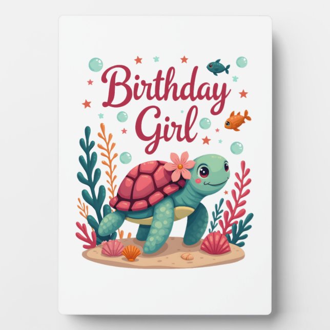 Birthday Girl Sea Turtle Theme Birthday Party Ocea Plaque (Front)