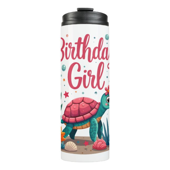 Birthday Girl Sea Turtle Theme Birthday Party Ocea Thermal Tumbler (Front)