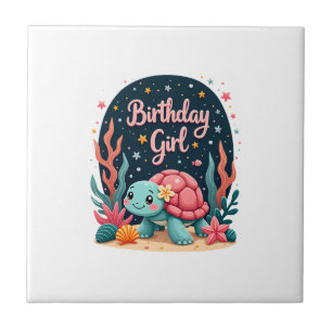 Birthday Girl Sea Turtle Theme Birthday Party Ocea Tile