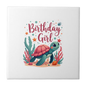 Birthday Girl Sea Turtle Theme Birthday Party Ocea Tile