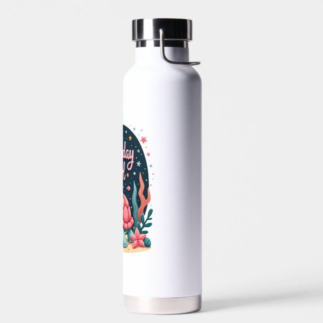 Birthday Girl Sea Turtle Theme Birthday Party Ocea Water Bottle (Left)