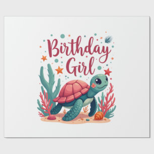 Birthday Girl Sea Turtle Theme Birthday Party Ocea Wrapping Paper