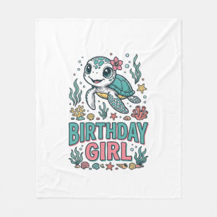 Birthday Girl Sea Turtle Vintage Engraving Shirt_1 Fleece Blanket