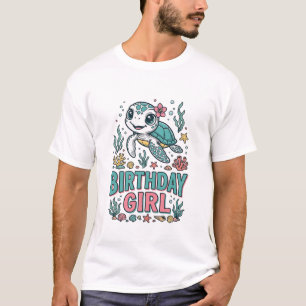 Birthday Girl Sea Turtle Vintage Engraving Shirt_1 T-Shirt