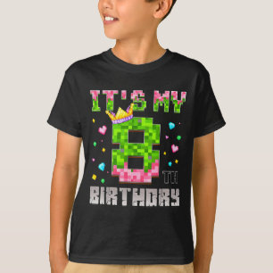 Birthday girl shirt 8th birthday video game pixel