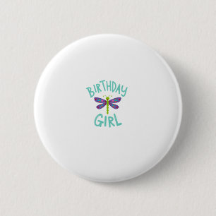 Birthday girl shirt Dragonfly birthday party tee s 6 Cm Round Badge