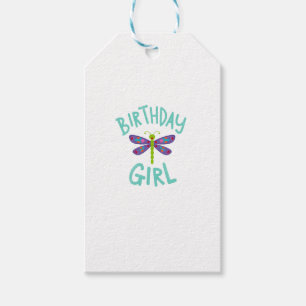 Birthday girl shirt Dragonfly birthday party tee s Gift Tags