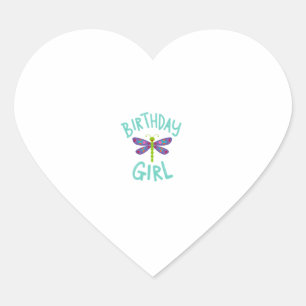 Birthday girl shirt Dragonfly birthday party tee s Heart Sticker