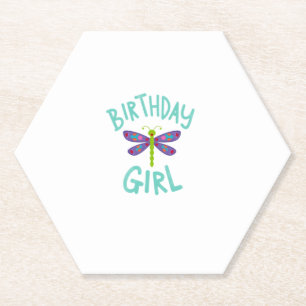 Birthday girl shirt Dragonfly birthday party tee s Paper Coaster