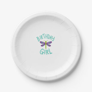 Birthday girl shirt Dragonfly birthday party tee s Paper Plate