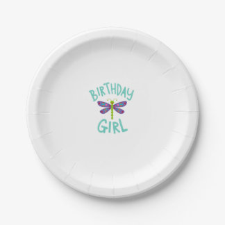 Birthday girl shirt Dragonfly birthday party tee s Paper Plate