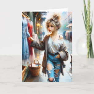 Birthday Girl Shopping In The Big City Card