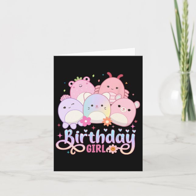Birthday Girl Squish Squad Mallow Girls Cute Kids  Card (Front)
