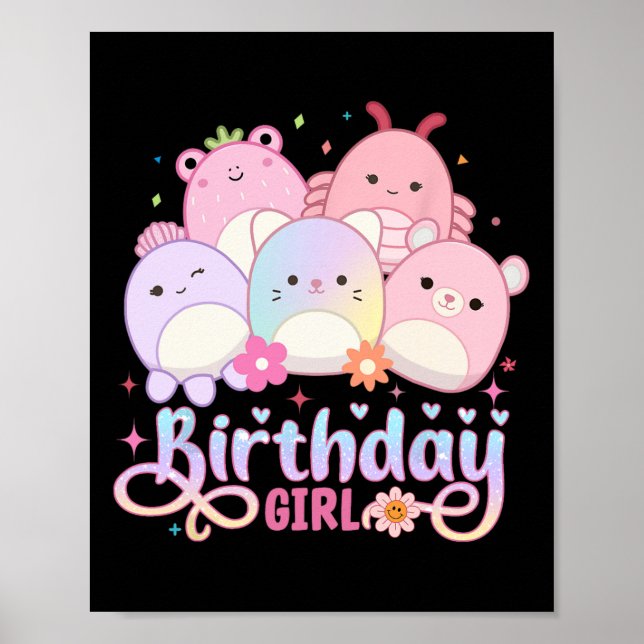 Birthday Girl Squish Squad Mallow Girls Cute Kids  Poster (Front)