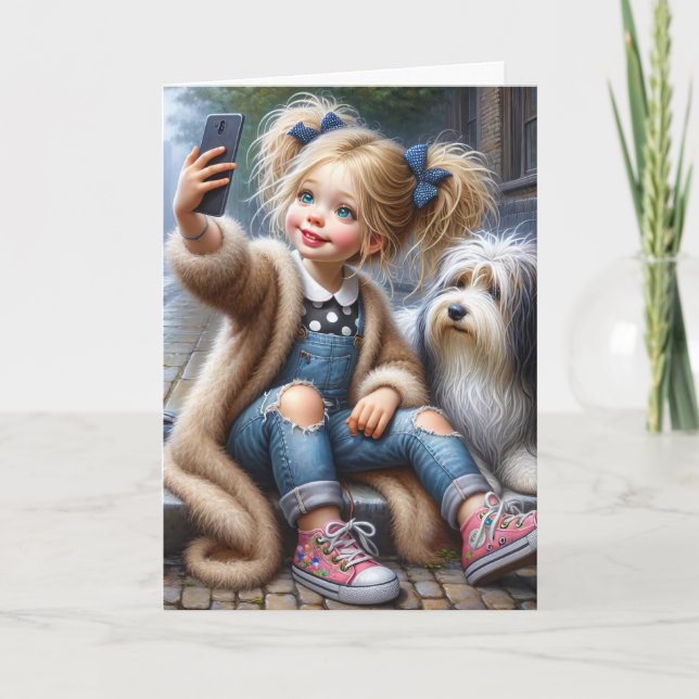 Birthday Girl Taking a Selfie Card (Front)