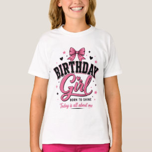Birthday Girl Teen T-Shirt with Pink Bow Graphic t