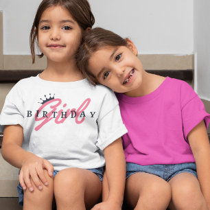 Birthday Girl Typography & Crown, Simple,Modern T-Shirt