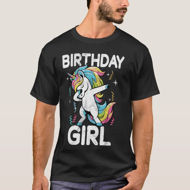 Birthday Girl Unicorn Bday Birthday Party Matching T-Shirt (Front)