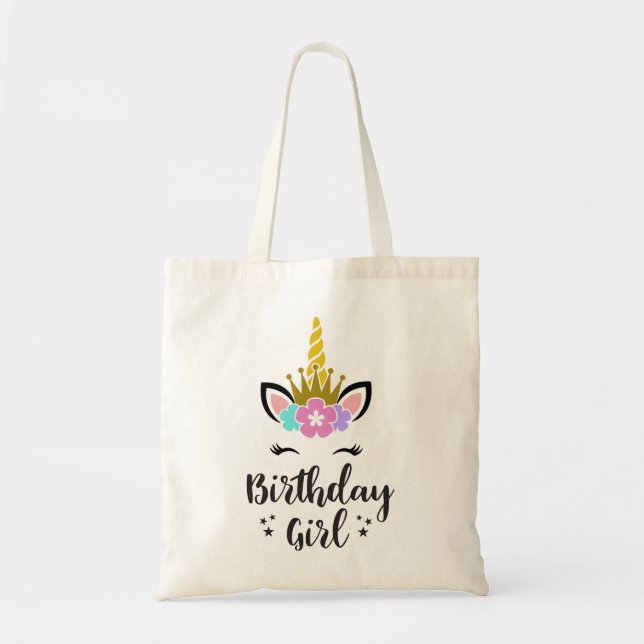 Birthday Girl  Unicorn Tote Bag (Front)