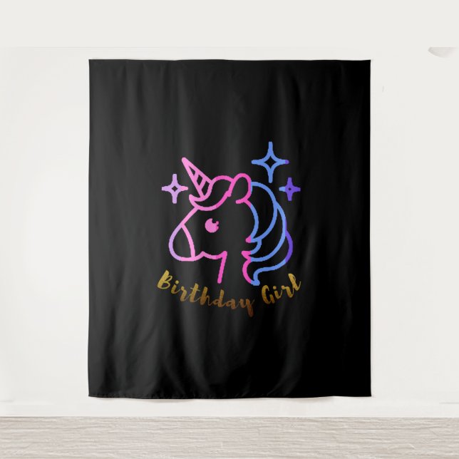 Birthday Girl unicorn unicorn unicorn gift Tapestry (Front)