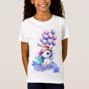 Birthday Girl Unicorn with Balloons T-Shirt 