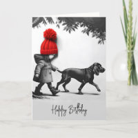 Birthday Girl Walking Her Dog