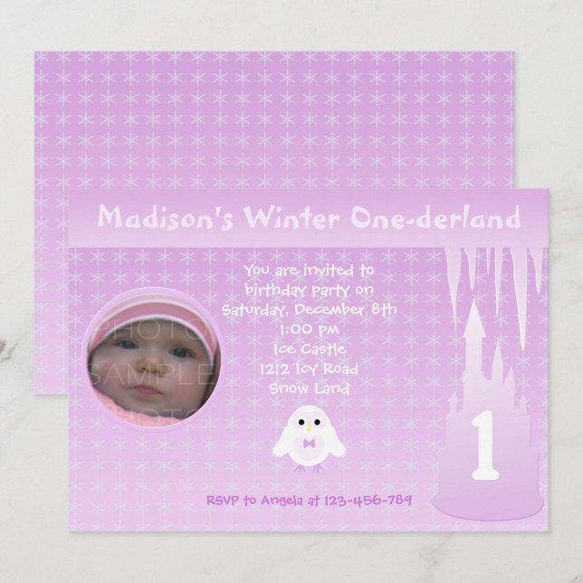 Birthday Girl Winter Onederland invitation (Front/Back)