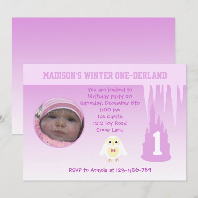 Birthday Girl Winter Onederland invitation (Front/Back)